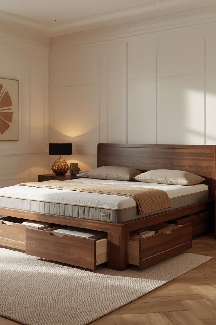 Modern Wooden Storage bedframe